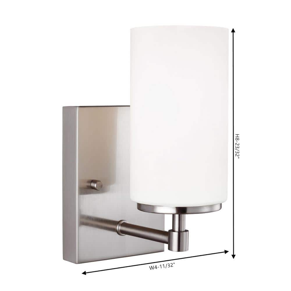 Alturas Brushed Nickel Cylinder Vanity Wall Sconce with Etched Glass