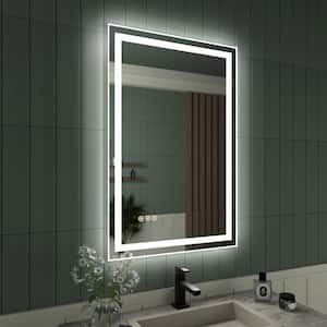 20 in. W x 30 in. H Rectangular Frameless LED Light Anti-Fog Wall Bathroom Vanity Mirror in Polished Crystal