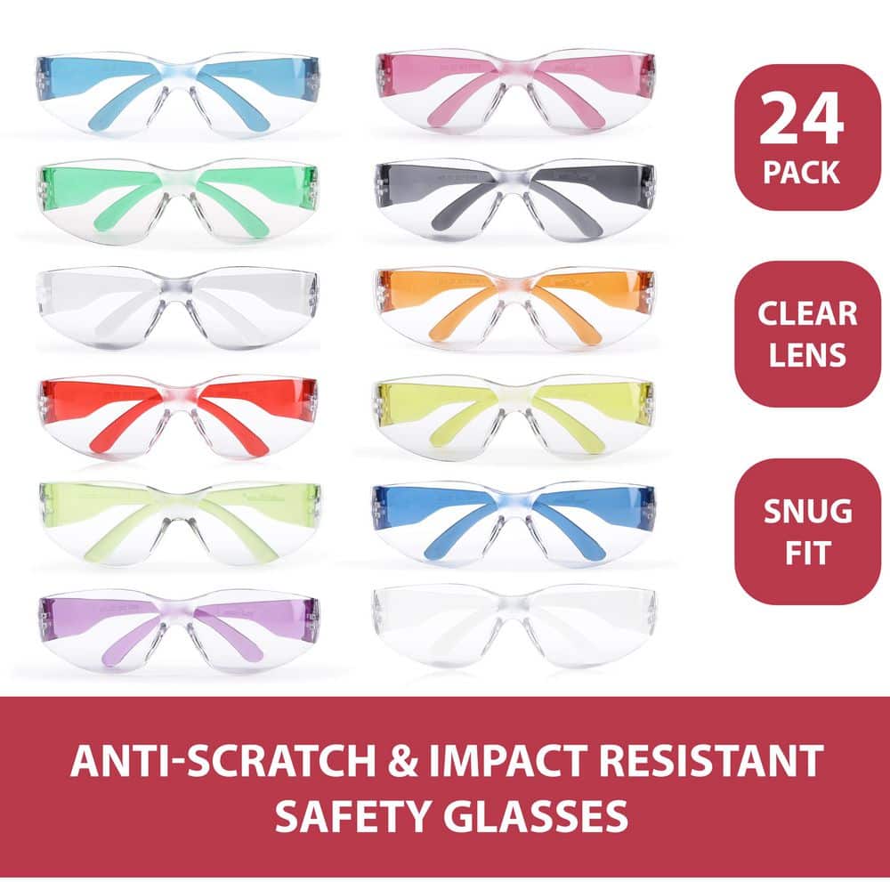 Kids Clear Lens Color Temple Safety glasses, Assorted, (24-Pairs) price history on PriceWatchPro