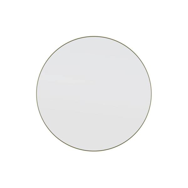 brass framed round mirror