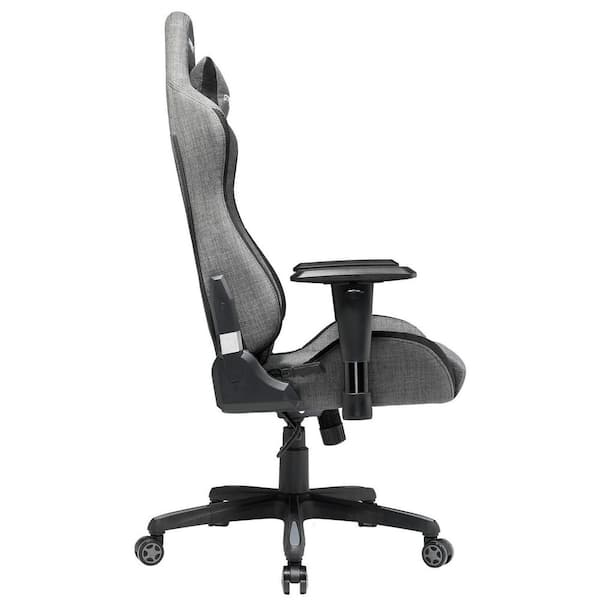 Gray Gaming Chair High Back Ergonomic Reclining Swivel Fabric