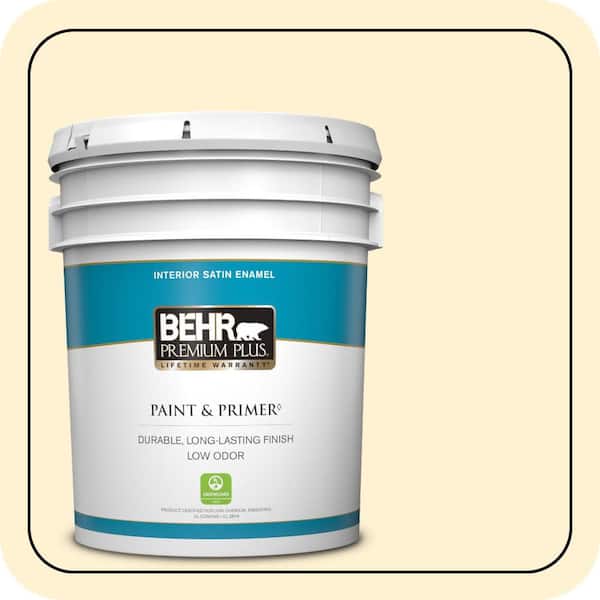 BEHR PREMIUM PLUS 5 gal. #ICC-30 Cashmere Sweater Satin Enamel Low Odor Interior Paint & Primer