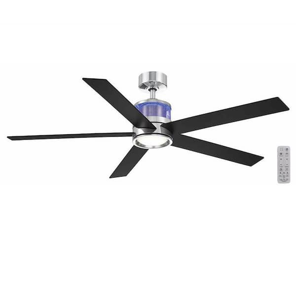 Home Decorators Collection Sereno 56 in. Indoor Chrome DC Motor Ceiling Fan with Adjustable White LED with RBG Uplight with Remote Included