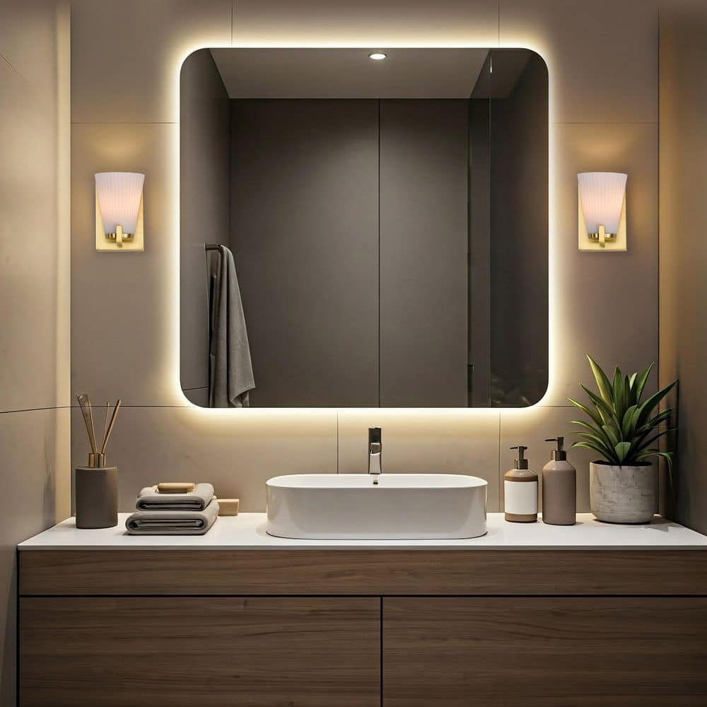 Royale 4.5 in. 1-Light Burnished Brass Vanity Light with Ribbed White Glass Shade price history on PriceWatchPro