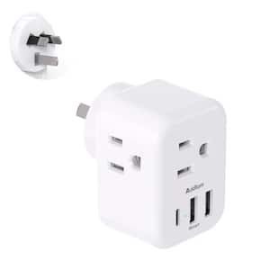 3.1 Amp. Grounded Plug Travel Adapter with 3 American Outlet 3 USB Ports 1 USB C Type I Plug Adapter for US to Australia