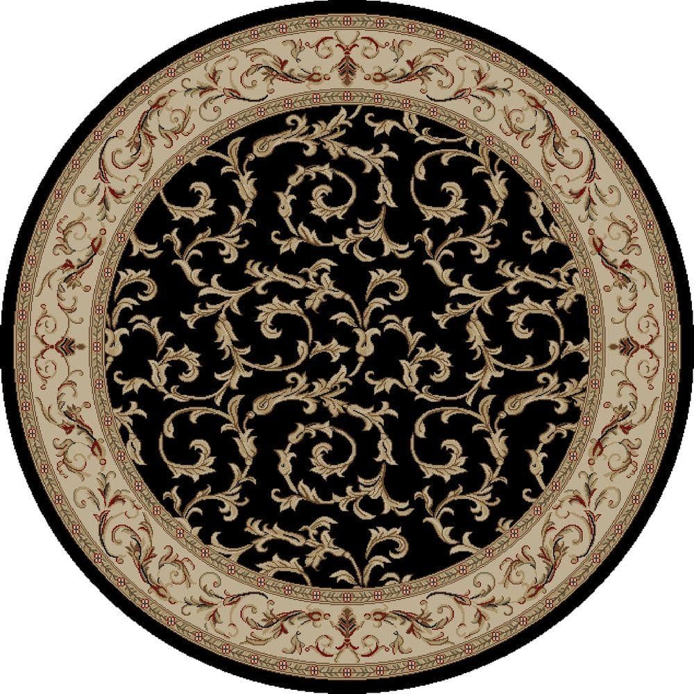 Concord Global Trading Jewel Veronica Black 5 ft. Round Area Rug 43930 ...