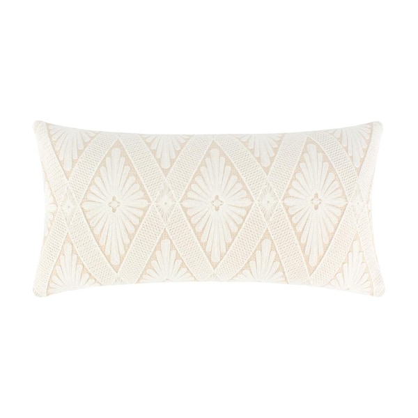 LEVTEX HOME Lorrance Cream, White Diamond Emdroidered 12 in. x 24 in. Throw Pillow