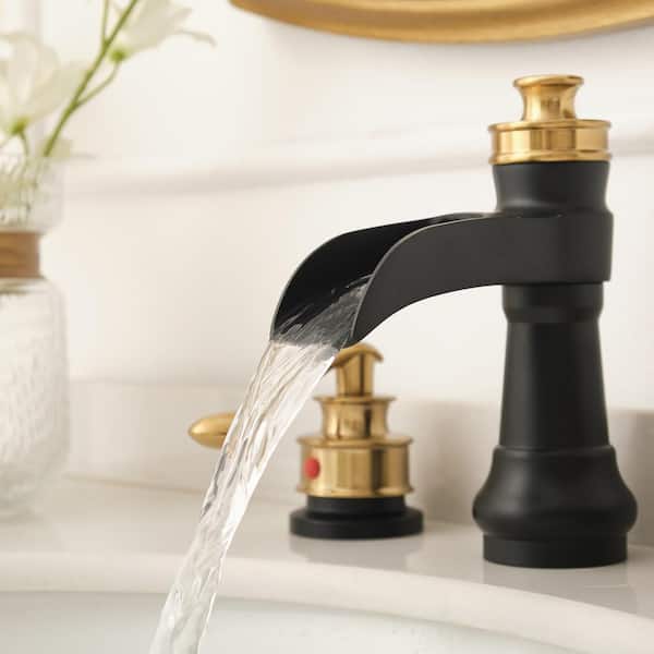 BWE 8 in. Waterfall Widespread 2-Handle Bathroom Faucet With