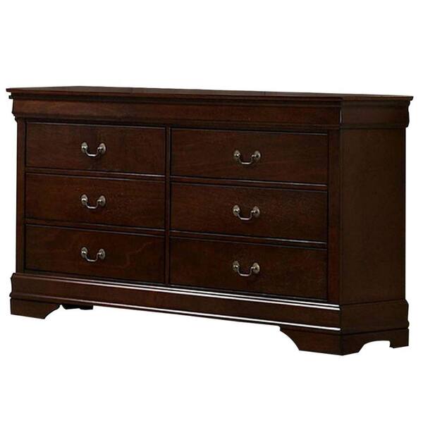 Benjara 15.75 in. Brown 6-Drawer Wooden Dresser Chest of Drawers