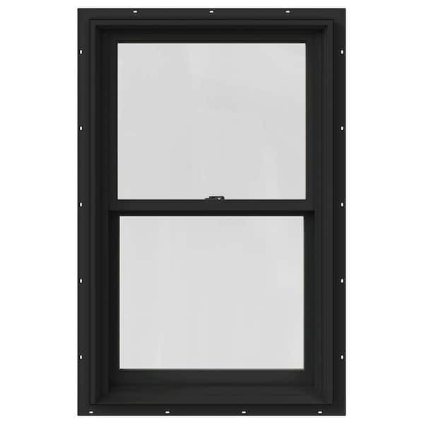 JELD-WEN 25.375 in. x 48 in. W-2500 Series Bronze Painted Clad Wood Double Hung Window w/ Natural Interior and Screen