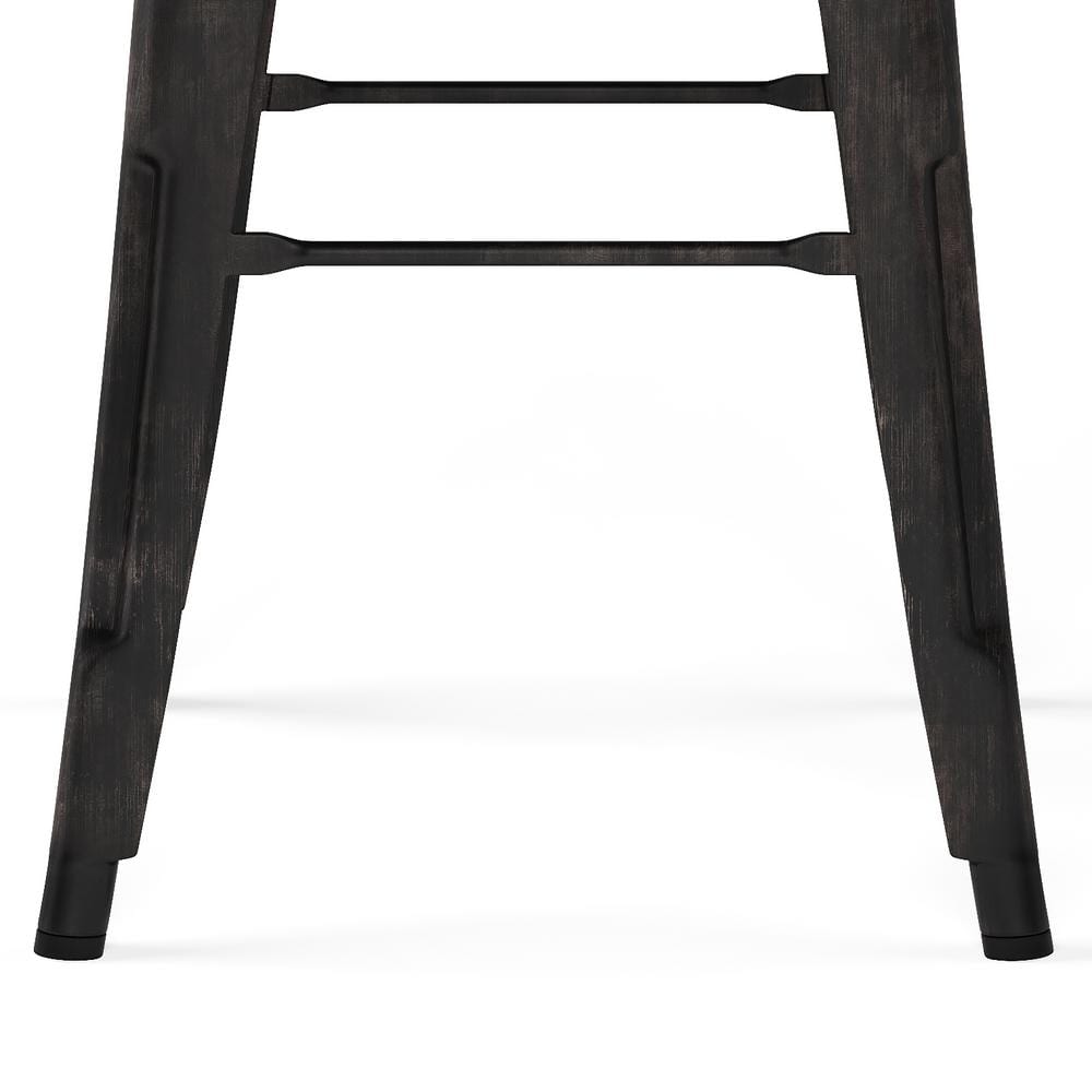 Rayne Industrial 30" Distressed Black Metal Bar Stool - Set of 2