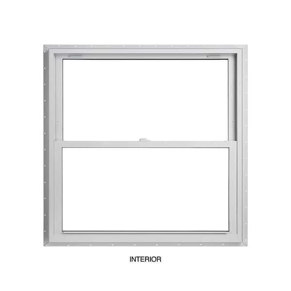 American Craftsman 35.75 in. x 36 in. 70 Series White Double Hung LowE SC Argon Glass Vinyl Fin Window, Screen Incl