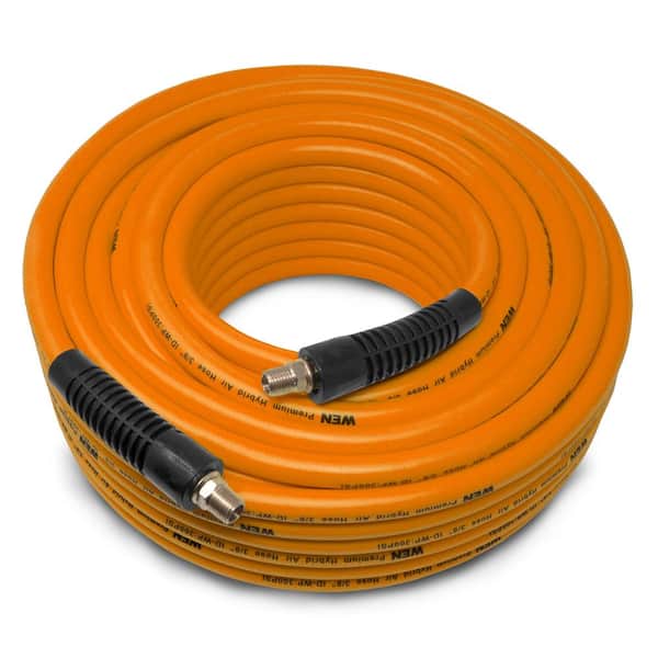 100Ft Hybrid Air Hose,3/8" ID,300 PSI,w/1/4" MNPT Brass End Fittings,Non-Kinking 