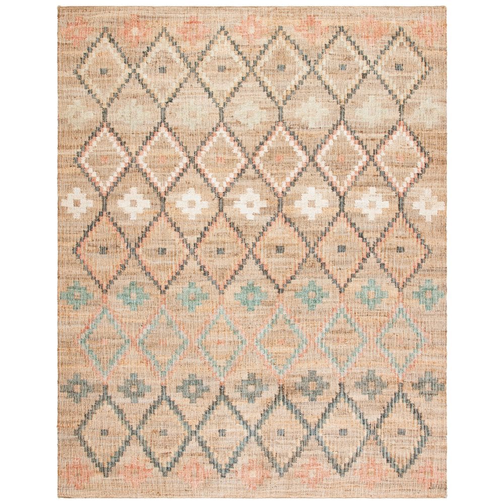Bohemian Blue and Beige Wool Cotton 8' x 10' Area Rug