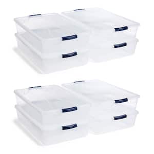 Cleverstore 41 qt. Latching Stackable Storage Tote, Clear (8 Pack)