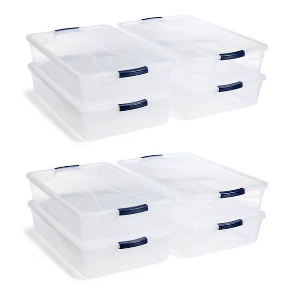 Rubbermaid Cleverstore 41 qt. Latching Stackable Storage Tote, Clear (8 Pack)