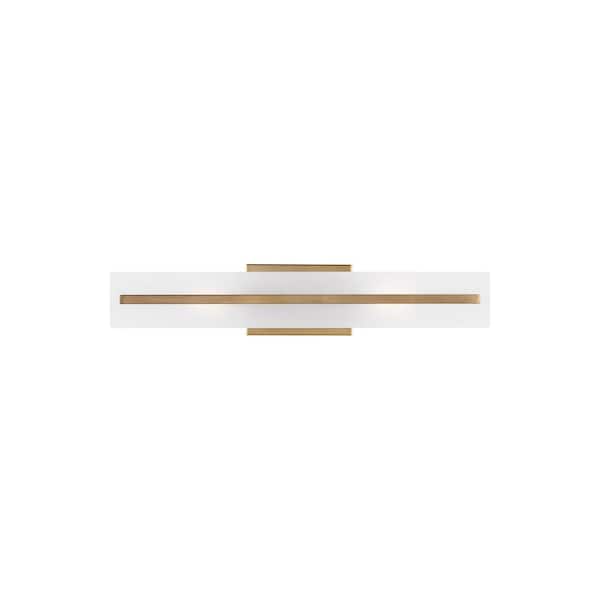 Generation Lighting Dex 24 in. Medium 2-Light Satin Brass Vanity Light with LED Bulbs and Satin Etched Glass Shade