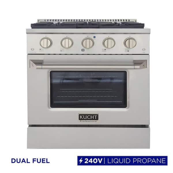 30 in. 4.2 cu. ft. Dual Fuel Range with Gas Stove and Electric Oven with Convection Oven in Stainless Steel