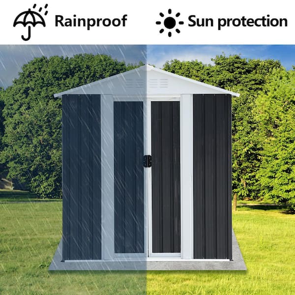 5 ft. W x 3 ft. D Metal Grey Sliding Door Garden Shed. for