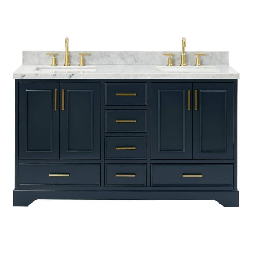 ARIEL Stafford 61 In. W X 22 In. D X 36 In. H Double Sink Bath Vanity ...