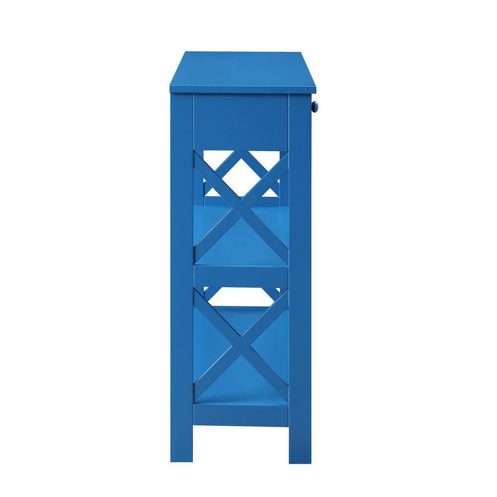 Modern Oxford Blue Console Table with Drawer and Shelves