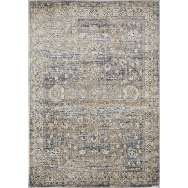 LOOMAKNOTI Kehleigh Alveranzi Cream 7 ft. 10 in. x 9 ft. 10 in. Oriental Polypropylene Indoor Area Rug