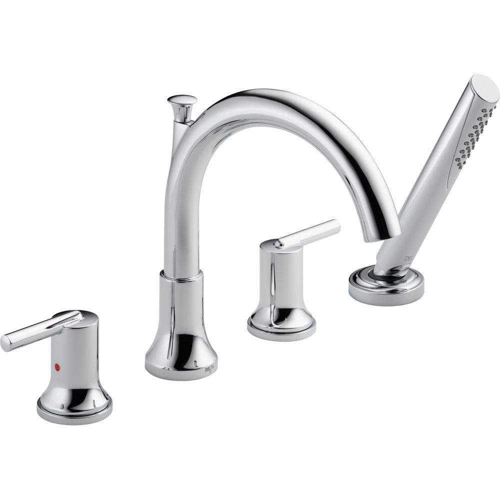Delta Trinsic 2-Handle Deck-Mount Roman Tub Faucet with Hand