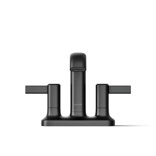 KOHLER Ashan 4 in. Centerset 2-Handle Bathroom Faucet in Matte Black