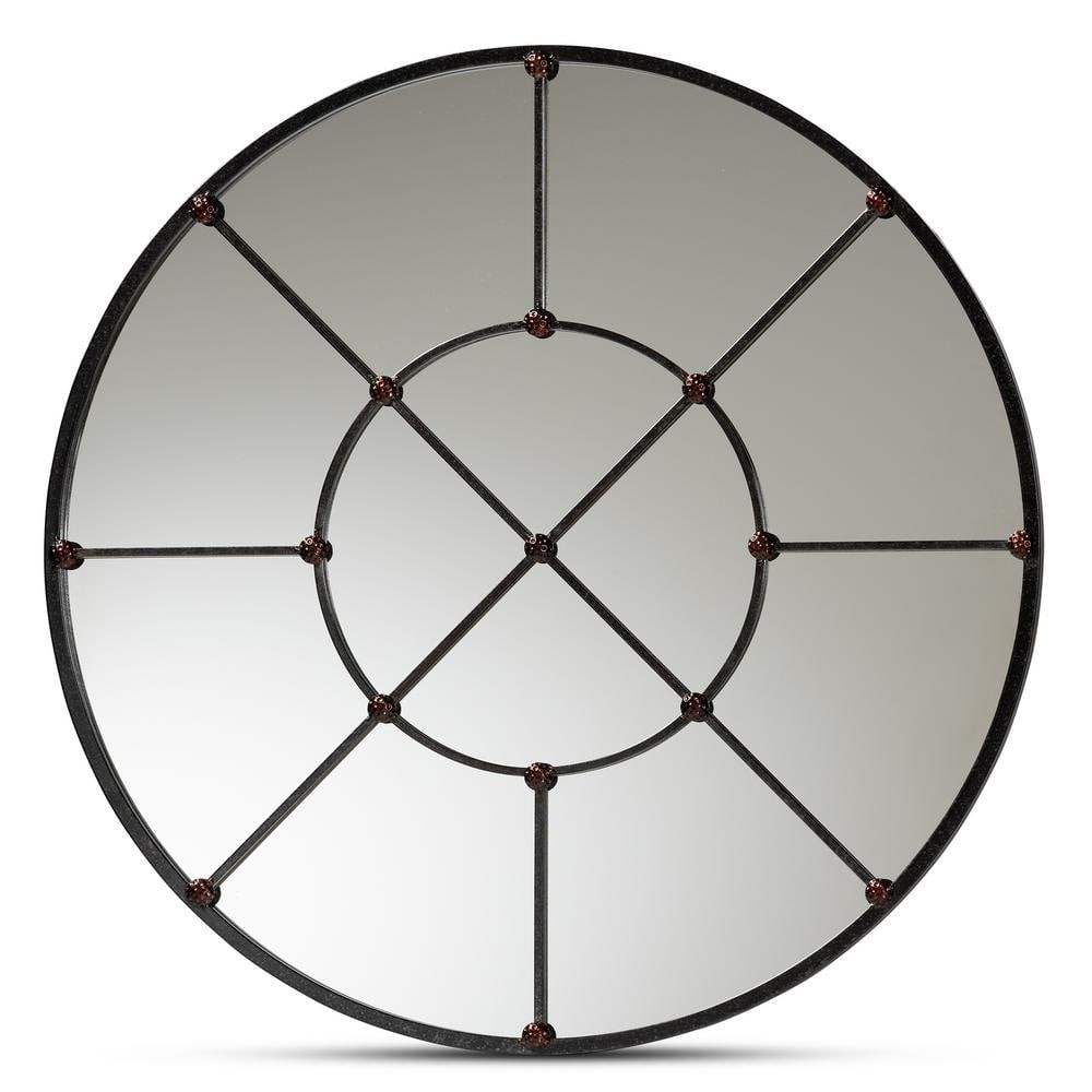 Ohara 36" Black and Bronze Round Wall Mirror