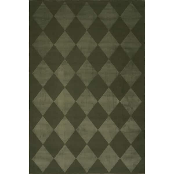 Erielle Diamond Washable Area Green 4 ft. x 6 ft. Indoor Area Rug