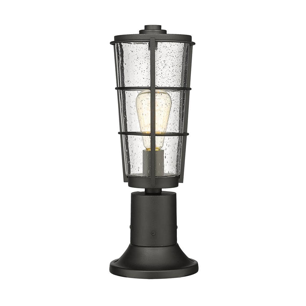 Helix 18 in. 1-Light Black Aluminum Hardwired Outdoor Weather Resistant Pie