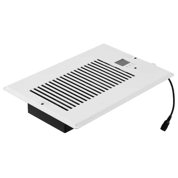 White Register Booster Fan, Quiet 6 x 10 in. Vent Booster with Remote & Thermostat Control, Adjustable Speed