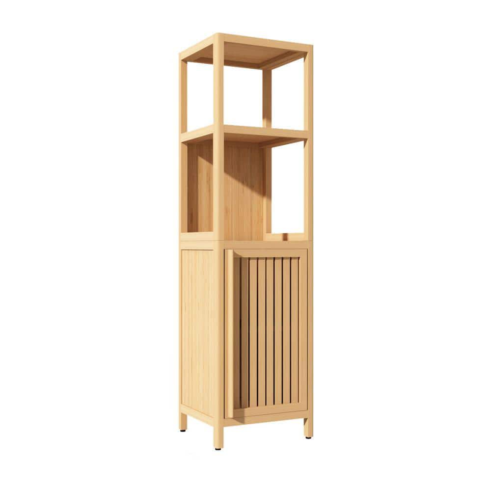 14.09 in. W x 12.99 in. D x 52 in. H Natural Brown Linen Cabinet Bamboo Storage Cabinet with Shelves price history on PriceWatchPro