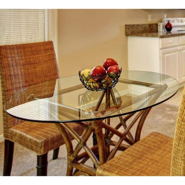 Fab Glass and Mirror 1/2 Thick 1 Beveled Tempered Glass E-Oval (Elliptical) Table Top, 24 x 48