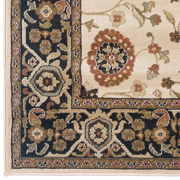 Hickory Beige/Black 8 ft. x 8 ft. Round Oriental Area Rug