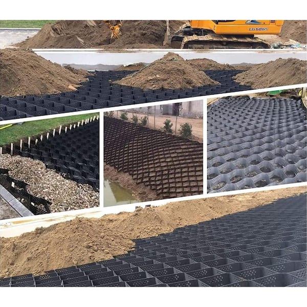 Techno Earth 9 ft. x 17 ft. x 2 inch Geocell Black Honeycomb Ground Grid  HDPE Plastic Paver (160 sq. ft.) GEOC02 - The Home Depot