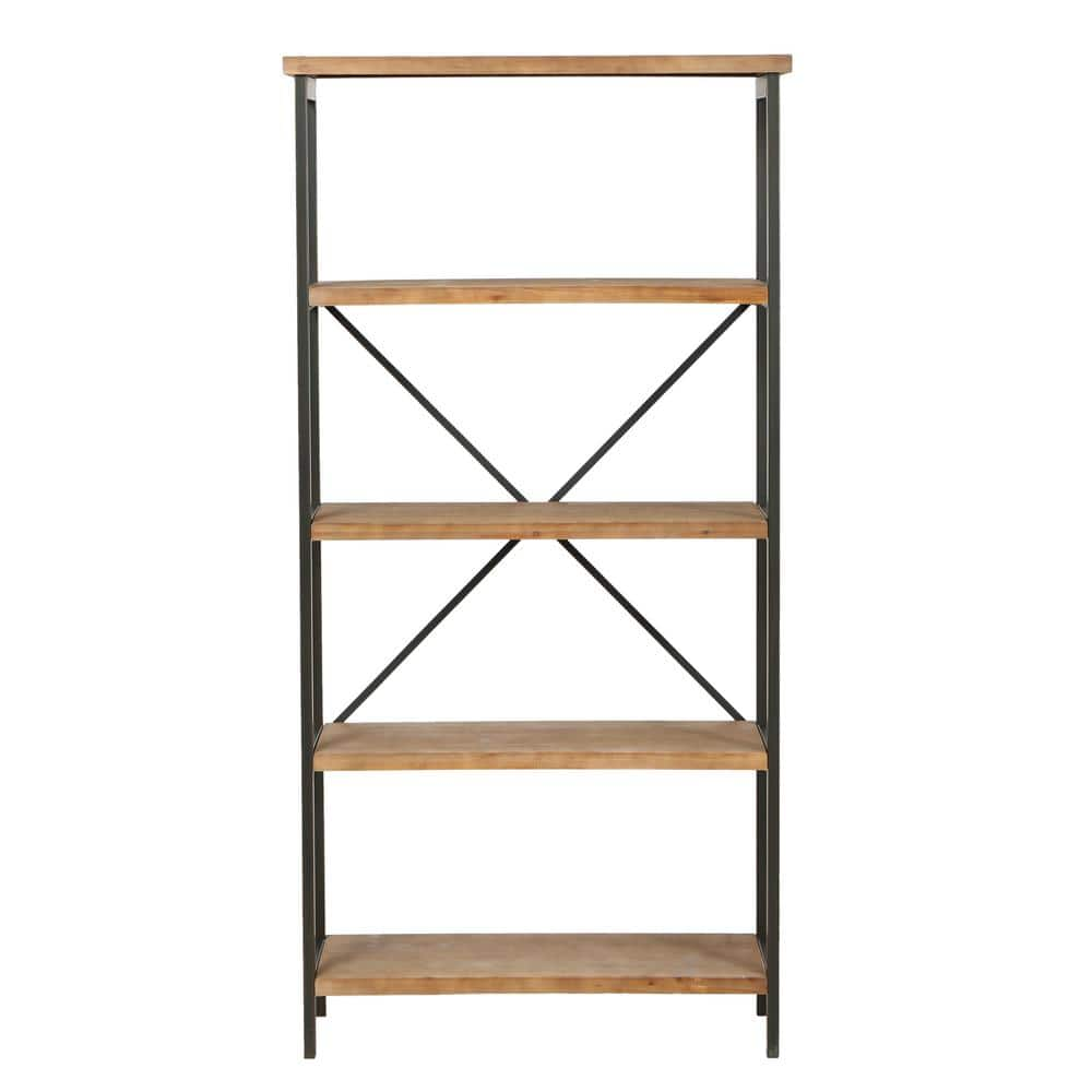 Noble House Winsten 22.00 in. Antique Brown Wood 4-Shelf Accent ...