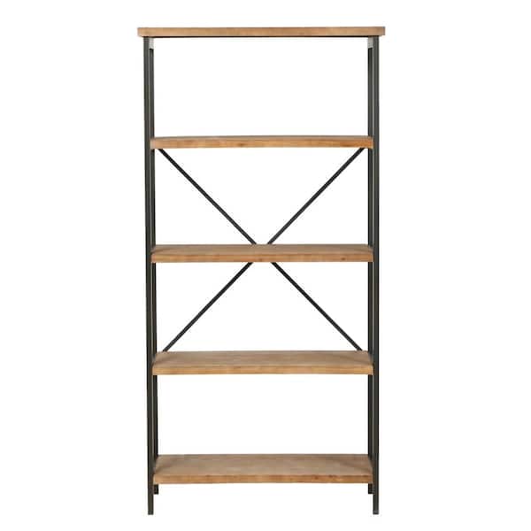 Noble House Winsten 68.7 in. Antique Brown Wood 4-Shelf Accent Bookcase