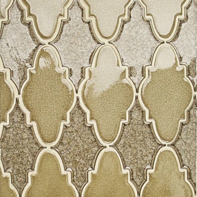 Roman Selection Iced Gold Arabesque 12-1/4 in. x 13-3/4 in. x 8 mm Glass Mosaic Tile