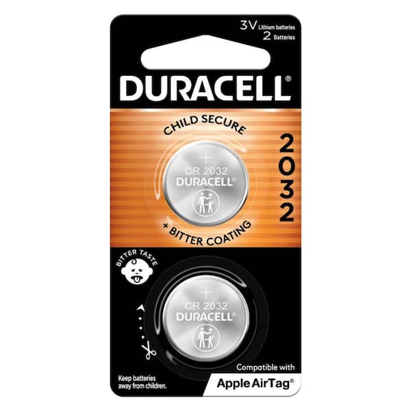 Duracell CR2032 3V Lithium Battery, 2 Count Pack, Bitter Coating Helps Discourage Swallowing