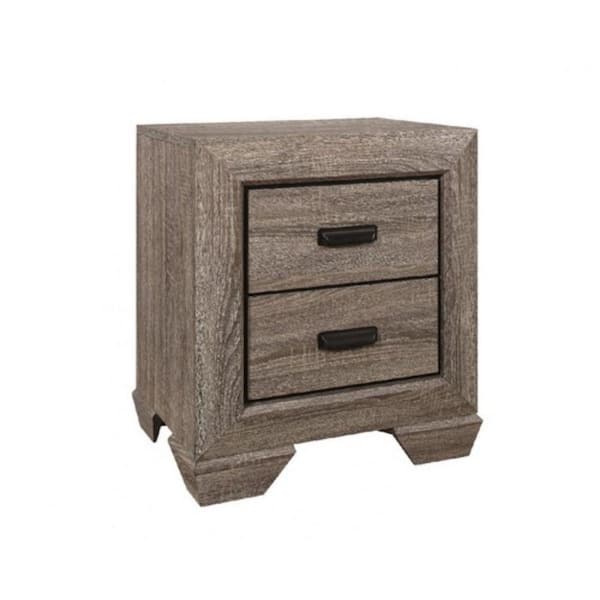 Benjara 16.7 in. Brown 2-Drawer Wooden Nightstand
