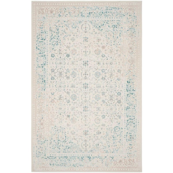 SAFAVIEH Passion Turquoise/Ivory 8 ft. x 11 ft. Border Area Rug