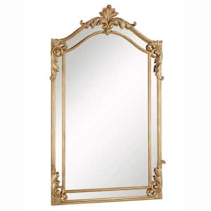 Timeless Home 30 in. W x 48 in. H Contemporary Frameless Round Antique Gold Leaf Mirror