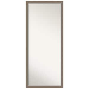 Oversized Matte Brown/Tan Silver Metallic Wood Hooks Modern Mirror (63.25 in. H X 27.25 in. W)