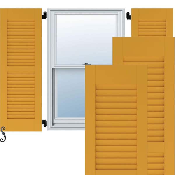 Ekena Millwork 12-in W x 71-in H Americraft Two Equal Louver Exterior Real Wood Shutters (Per Pair), Turmeric