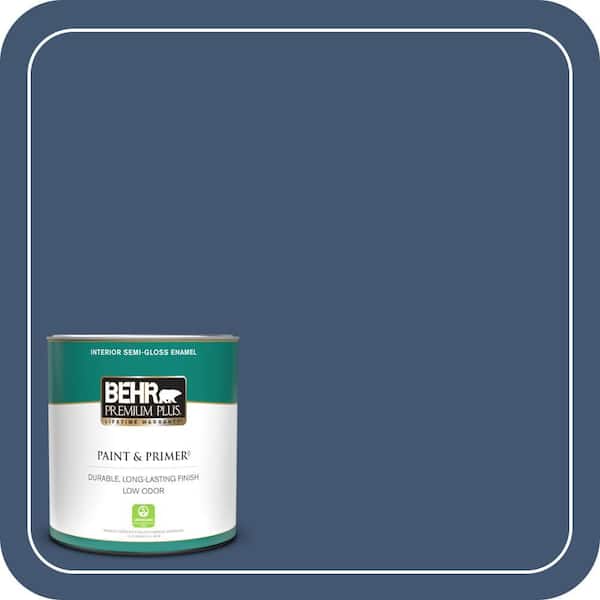 BEHR PREMIUM PLUS 1 qt. Home Decorators Collection #HDC-WR14-7 Hidden Sapphire Semi-Gloss Enamel Low Odor Interior Paint & Primer