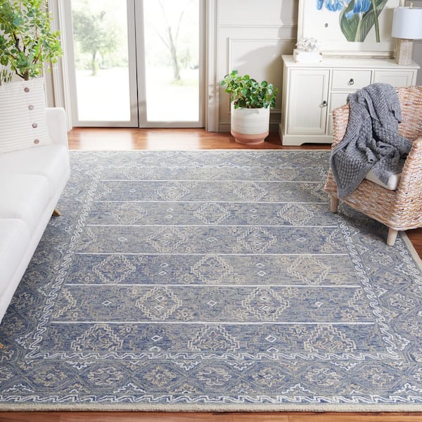 Aspen 9 ft. x 12 ft. Blue/Beige Oriental Area Rug