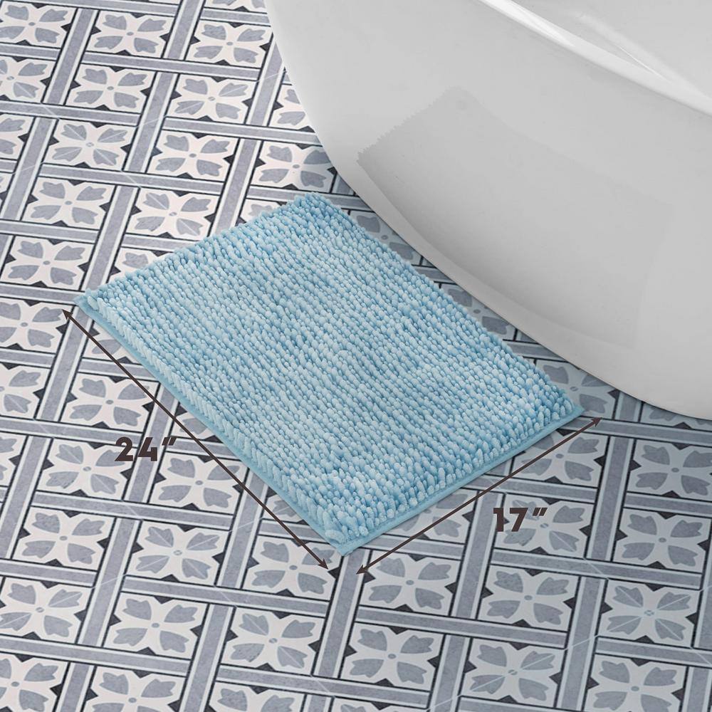 Aqua Blue 17" x 24" Polyester Chenille Bath Mat
