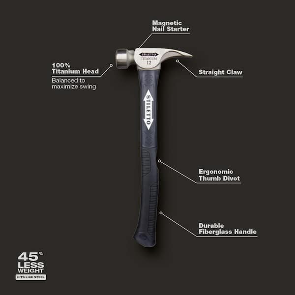 Stiletto TI12MC-F 12 oz Milled Hammer Curved with Fiberglass Handle