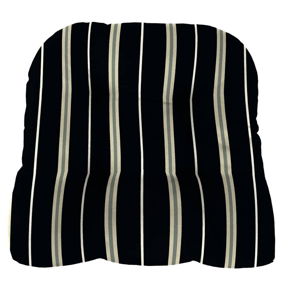 Platt Ink Black Stripe Tufted Outdoor Wicker Cushion Set